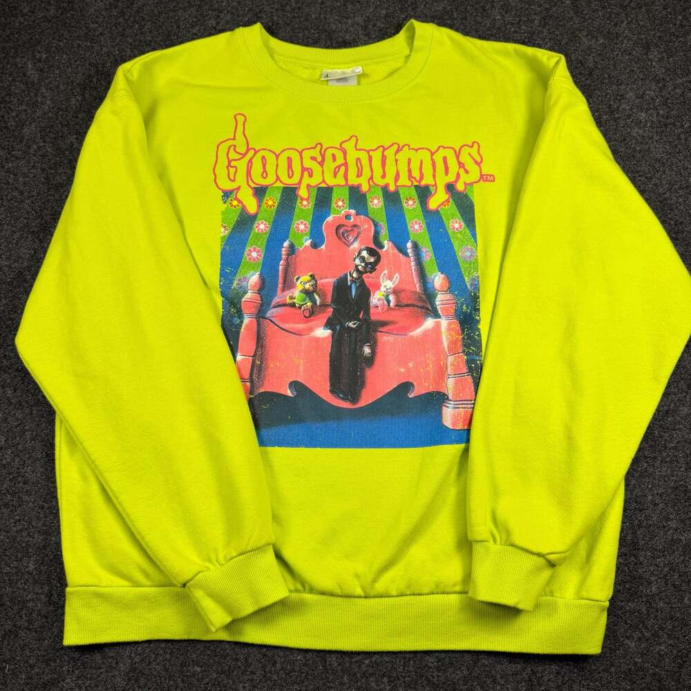 Goosebumps Slappy the Dummy Graphic Neon Green Crewneck Sweatshirt